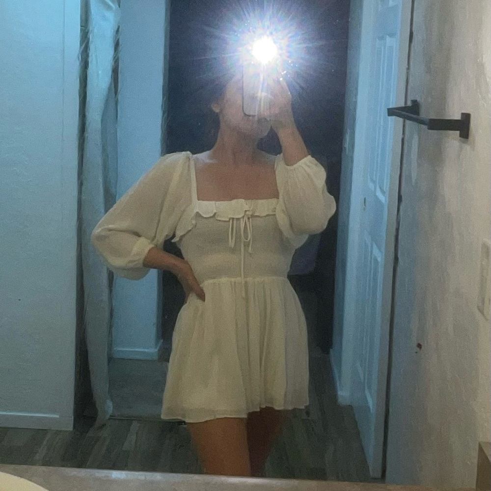 VRG girl cream flowy dress